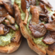 Toast with broccoli spread and pyster mushroom chips
